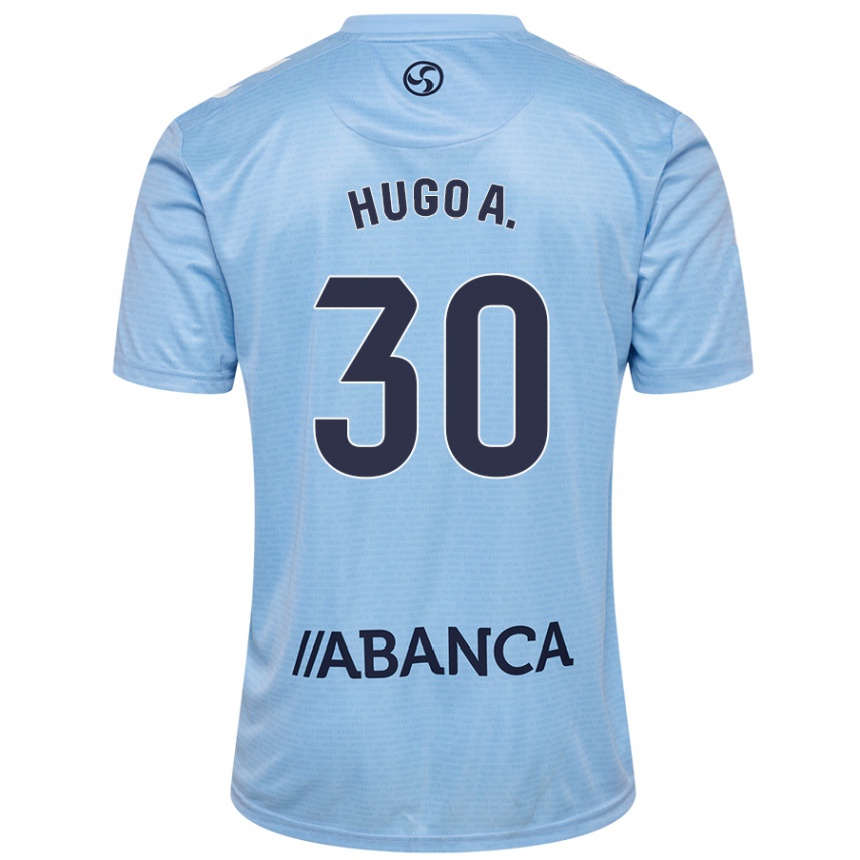 Niño Fútbol Camiseta Hugo Álvarez #30 Azul Cielo 1ª Equipación 2024/25 Perú