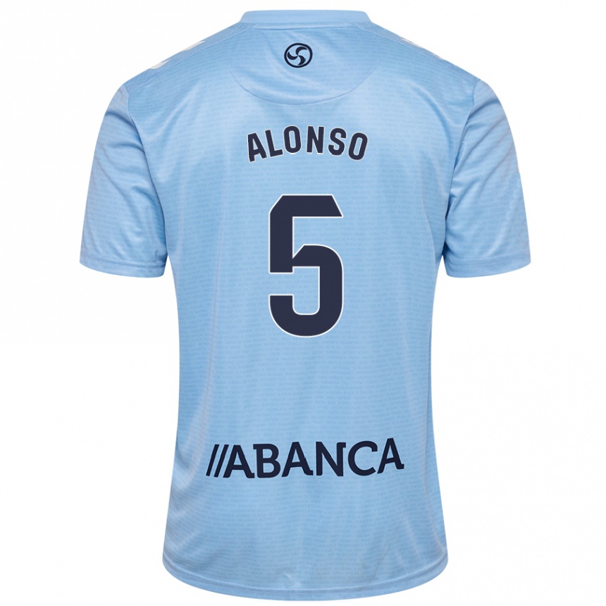 Niño Fútbol Camiseta Gael Alonso #5 Azul Cielo 1ª Equipación 2024/25 Perú