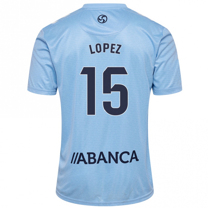 Niño Fútbol Camiseta Fer López #15 Azul Cielo 1ª Equipación 2024/25 Perú