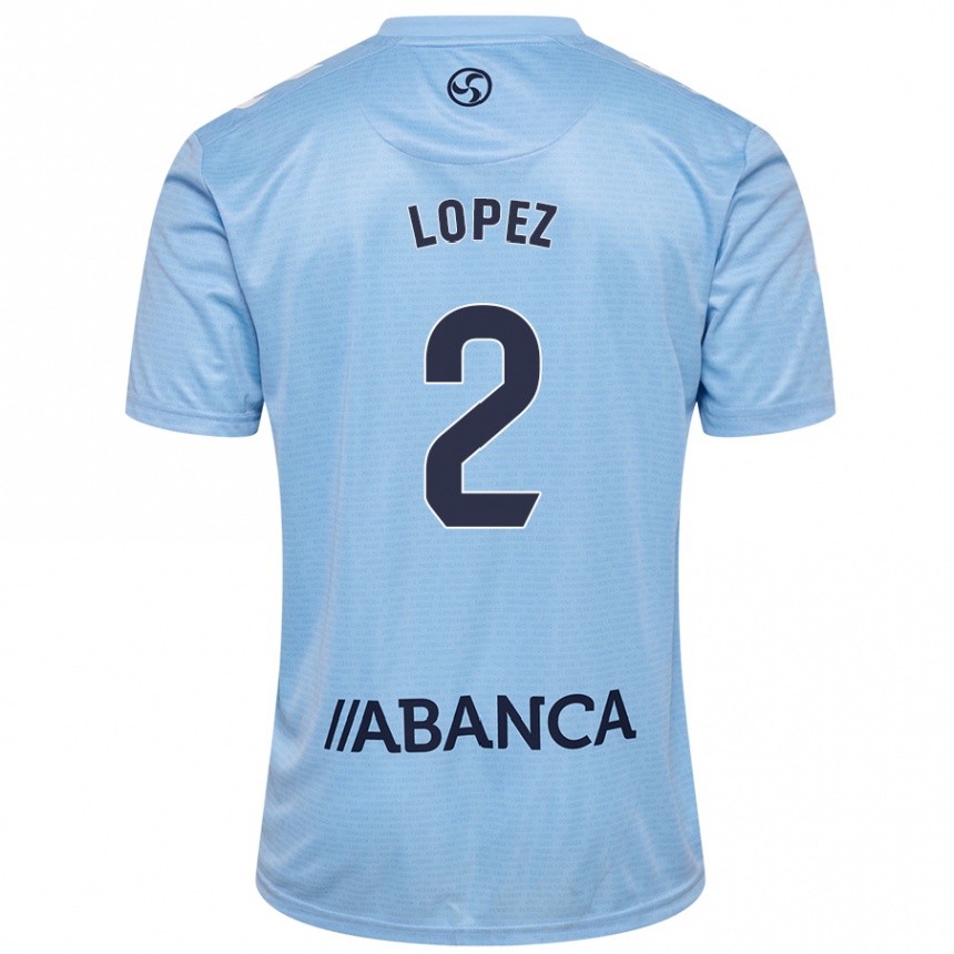 Niño Fútbol Camiseta Iván López #2 Azul Cielo 1ª Equipación 2024/25 Perú