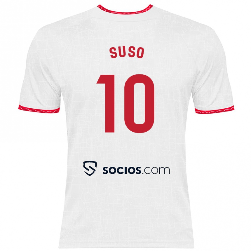 Niño Fútbol Camiseta Suso #10 Blanco Rojo 1ª Equipación 2024/25 Perú