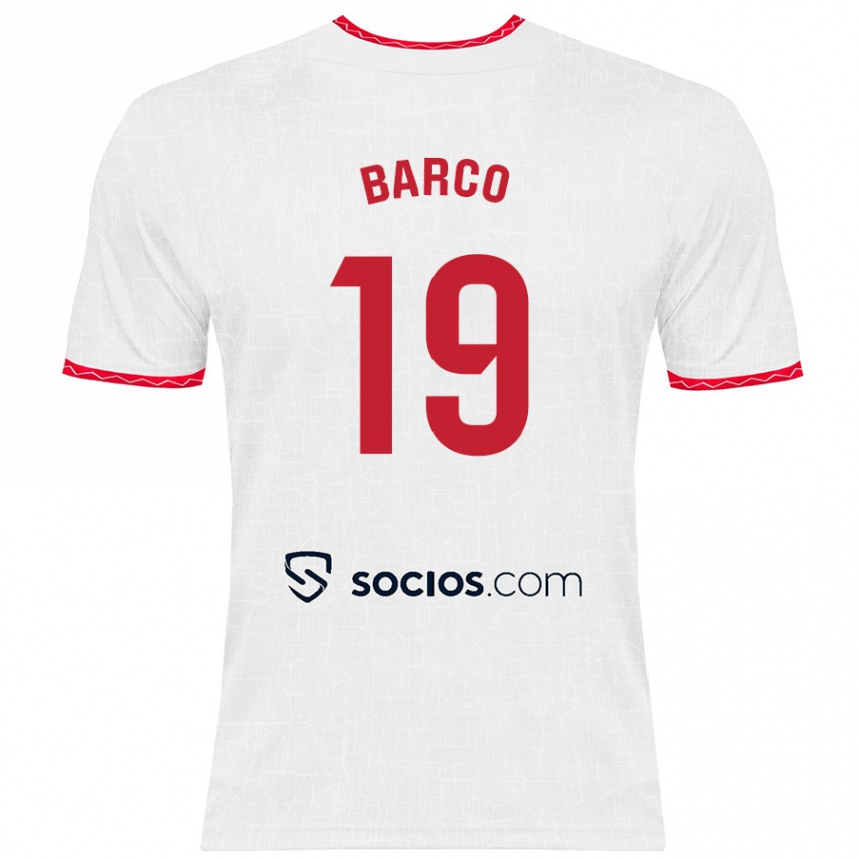 Niño Fútbol Camiseta Valentin Barco #19 Blanco Rojo 1ª Equipación 2024/25 Perú