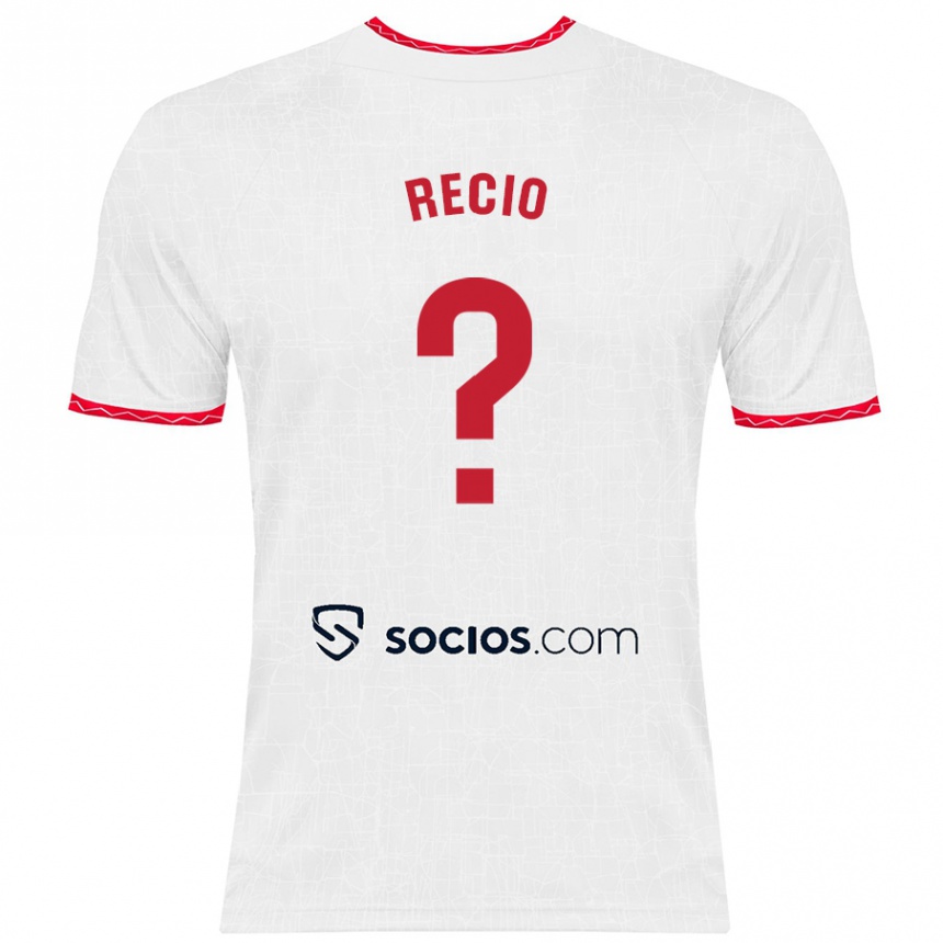 Niño Fútbol Camiseta Sergio Recio #0 Blanco Rojo 1ª Equipación 2024/25 Perú