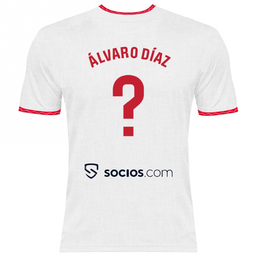 Niño Fútbol Camiseta Álvaro Díaz #0 Blanco Rojo 1ª Equipación 2024/25 Perú