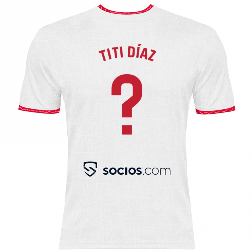 Niño Fútbol Camiseta Titi Díaz #0 Blanco Rojo 1ª Equipación 2024/25 Perú