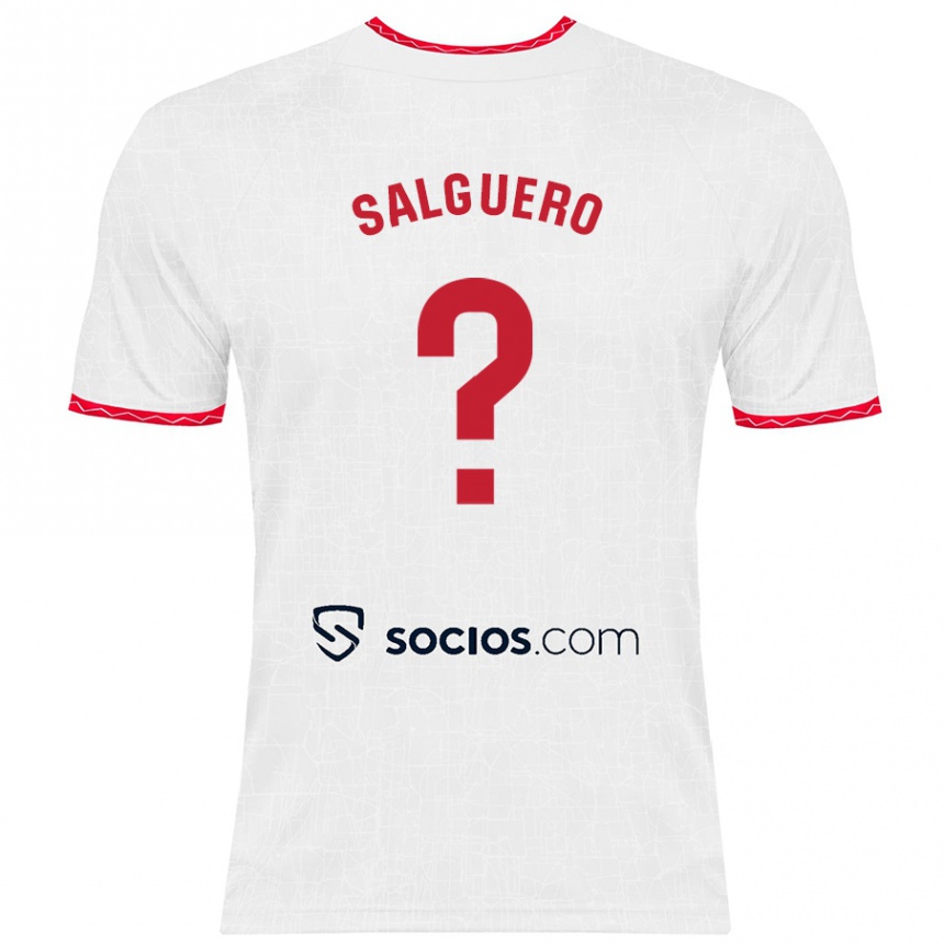 Niño Fútbol Camiseta Iván Salguero #0 Blanco Rojo 1ª Equipación 2024/25 Perú