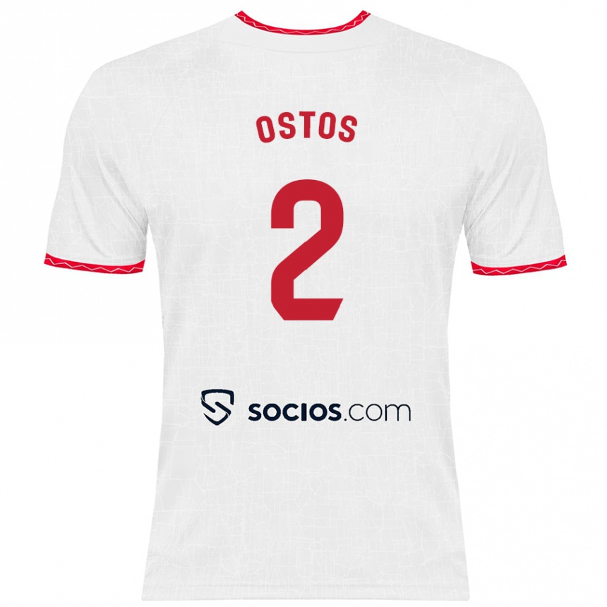 Niño Fútbol Camiseta Fran Ostos #2 Blanco Rojo 1ª Equipación 2024/25 Perú