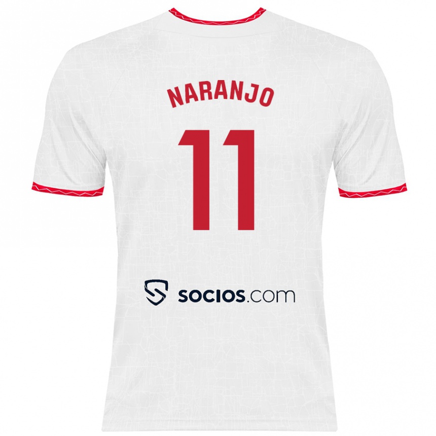 Niño Fútbol Camiseta Mario Naranjo #11 Blanco Rojo 1ª Equipación 2024/25 Perú