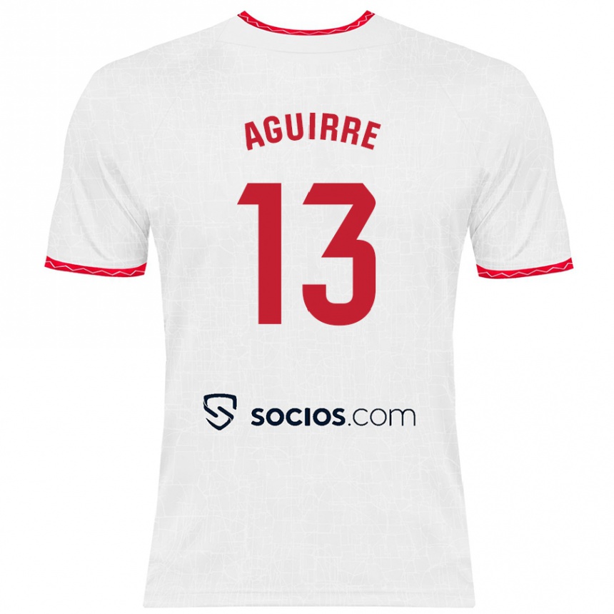 Niño Fútbol Camiseta Yolanda Aguirre #13 Blanco Rojo 1ª Equipación 2024/25 Perú