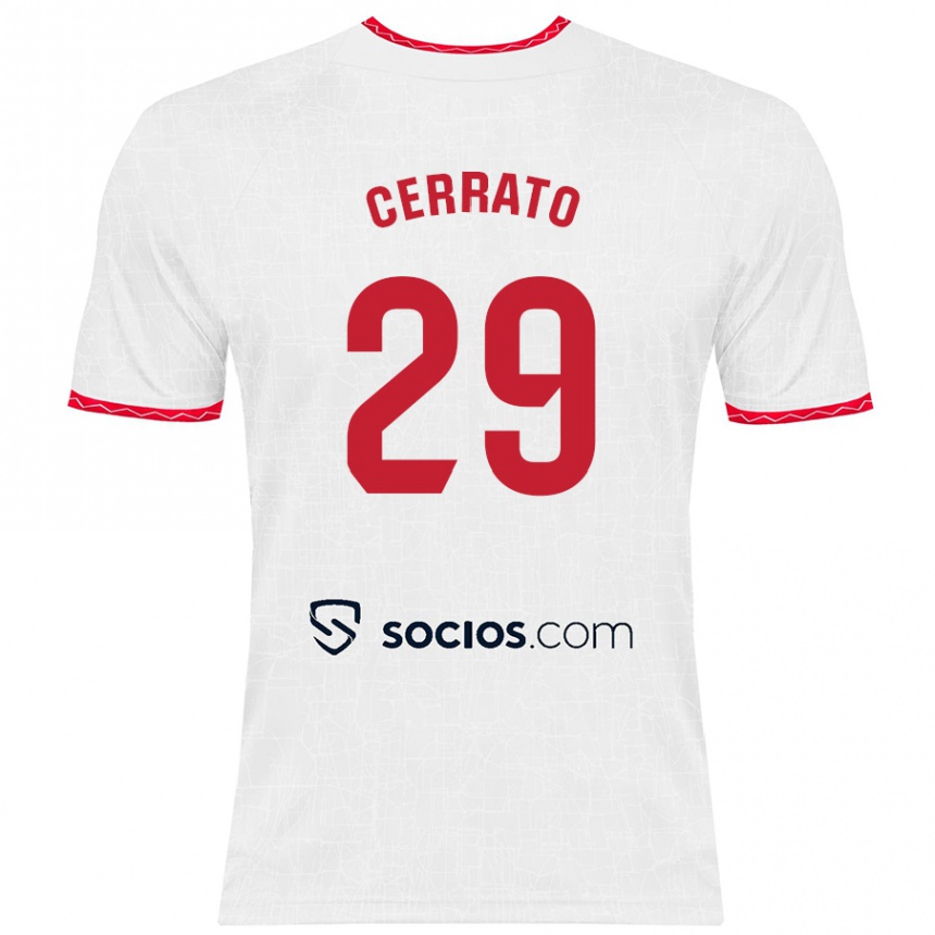 Niño Fútbol Camiseta Alba Cerrato Izquierdo #29 Blanco Rojo 1ª Equipación 2024/25 Perú