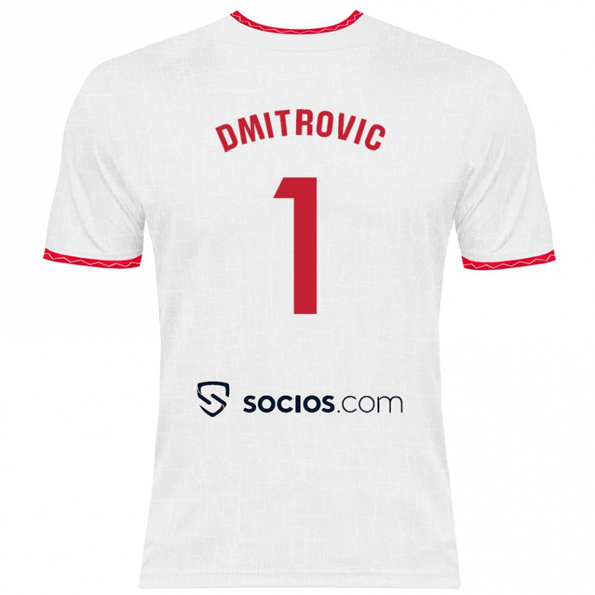 Niño Fútbol Camiseta Marko Dmitrović #1 Blanco Rojo 1ª Equipación 2024/25 Perú