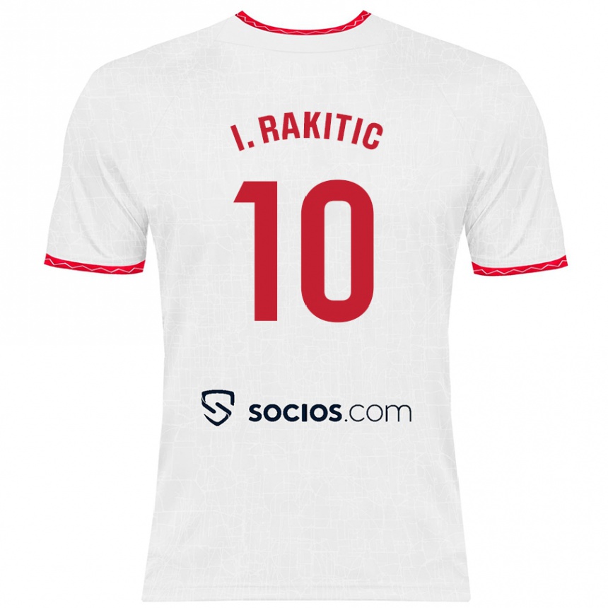 Niño Fútbol Camiseta Ivan Rakitic #10 Blanco Rojo 1ª Equipación 2024/25 Perú