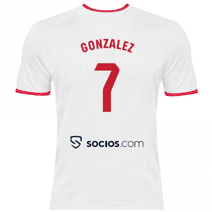 Niño Fútbol Camiseta Juan González #7 Blanco Rojo 1ª Equipación 2024/25 Perú