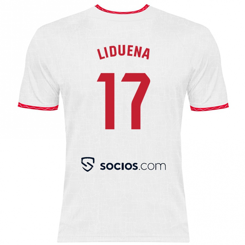 Niño Fútbol Camiseta Daniel Lidueña #17 Blanco Rojo 1ª Equipación 2024/25 Perú