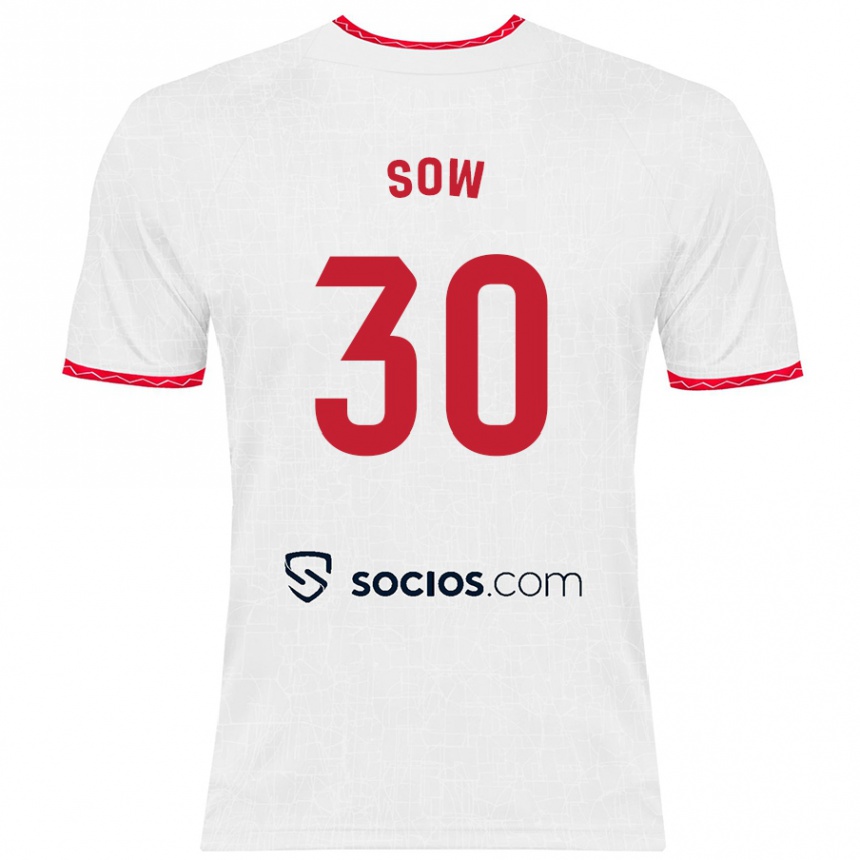 Niño Fútbol Camiseta Ibrahima Sow #30 Blanco Rojo 1ª Equipación 2024/25 Perú