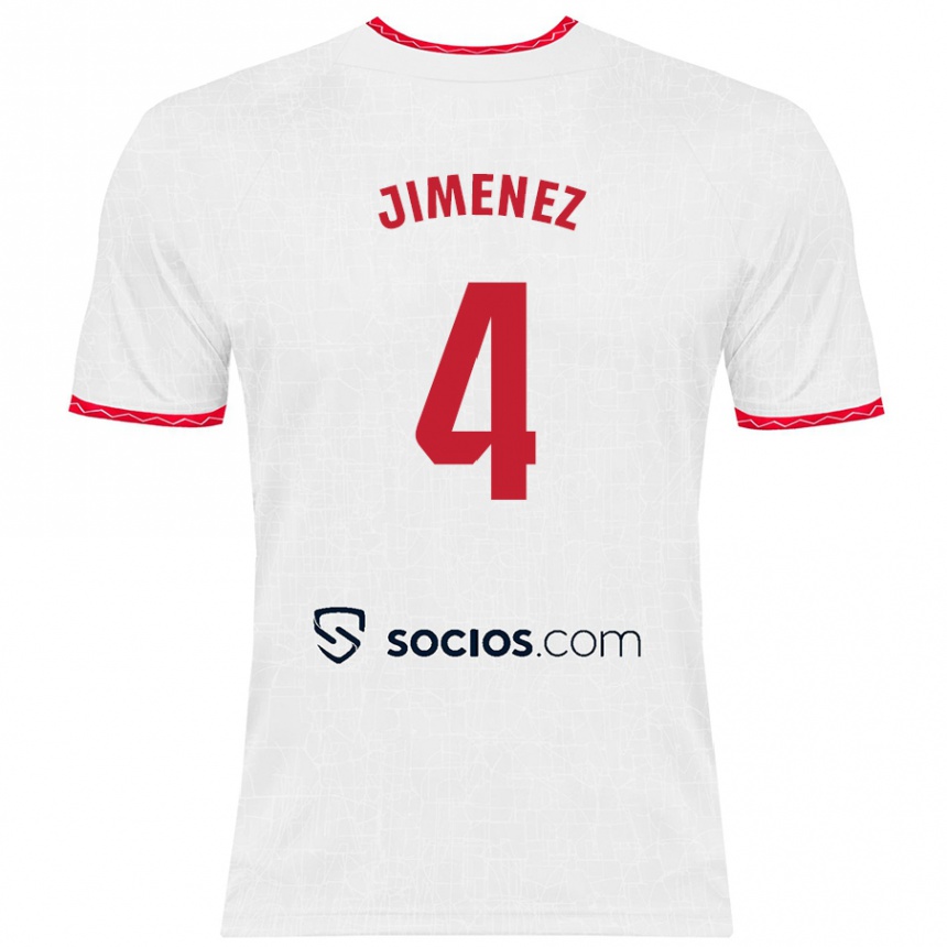 Niño Fútbol Camiseta Diego Jiménez #4 Blanco Rojo 1ª Equipación 2024/25 Perú