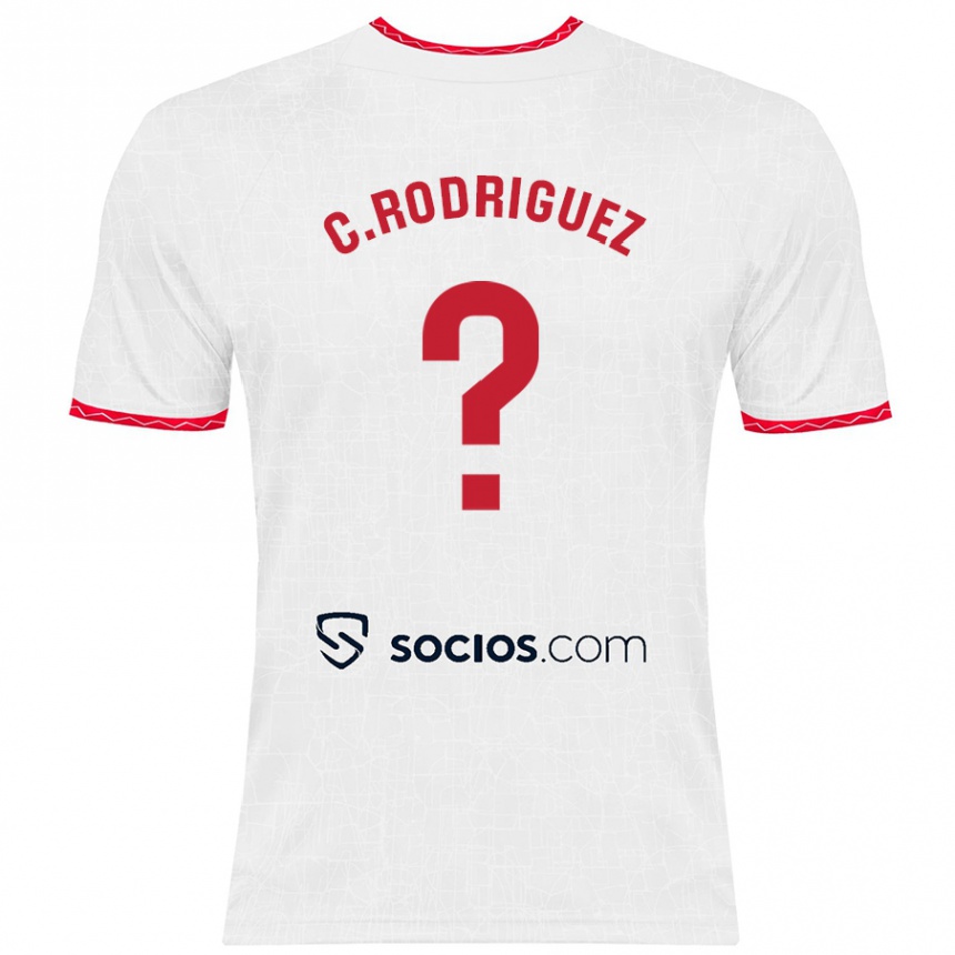 Niño Fútbol Camiseta Carlos Rodríguez #0 Blanco Rojo 1ª Equipación 2024/25 Perú