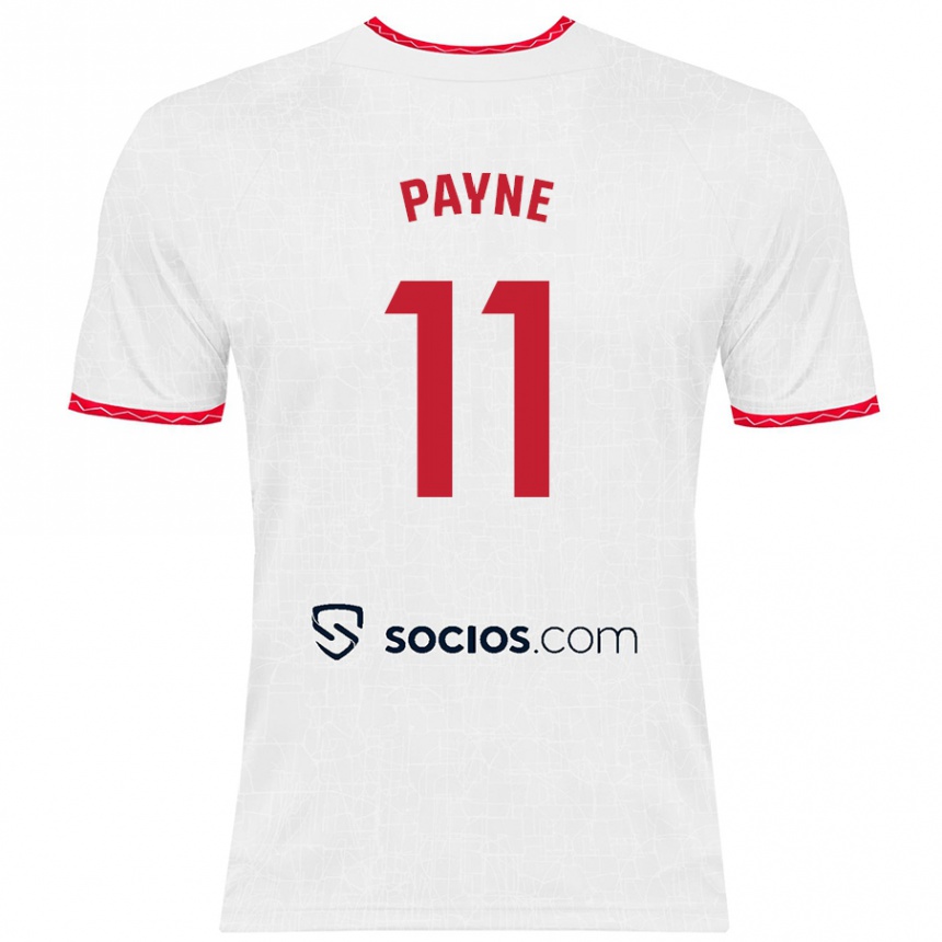 Niño Fútbol Camiseta Antionette Oyedupe Toni Payne #11 Blanco Rojo 1ª Equipación 2024/25 Perú