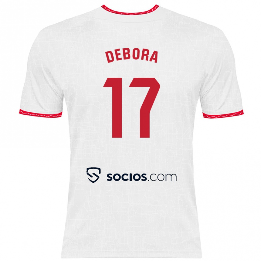 Niño Fútbol Camiseta Débora García Mateo #17 Blanco Rojo 1ª Equipación 2024/25 Perú