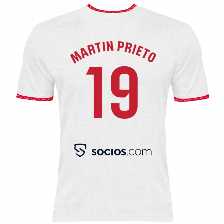 Niño Fútbol Camiseta Cristina Martín-Prieto Gutiérrez #19 Blanco Rojo 1ª Equipación 2024/25 Perú