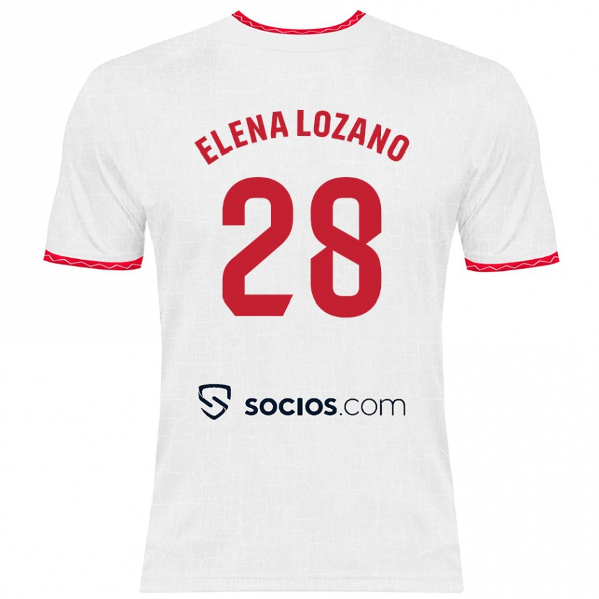 Niño Fútbol Camiseta Elena Lozano Gallego #28 Blanco Rojo 1ª Equipación 2024/25 Perú