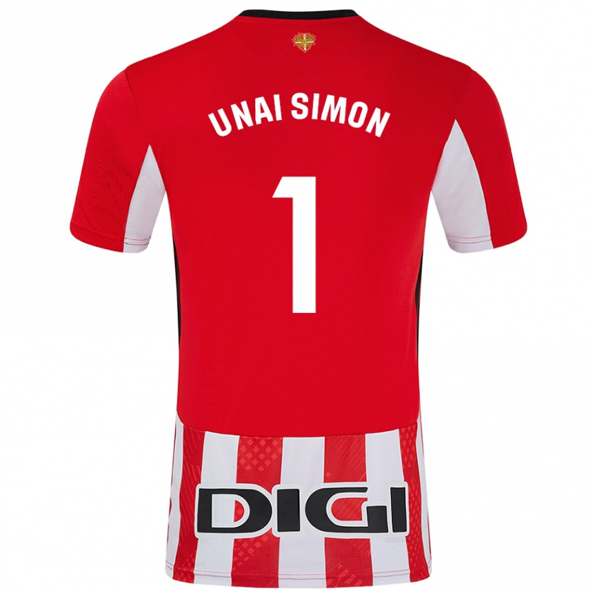 Niño Fútbol Camiseta Unai Simón #1 Rojo Blanco 1ª Equipación 2024/25 Perú