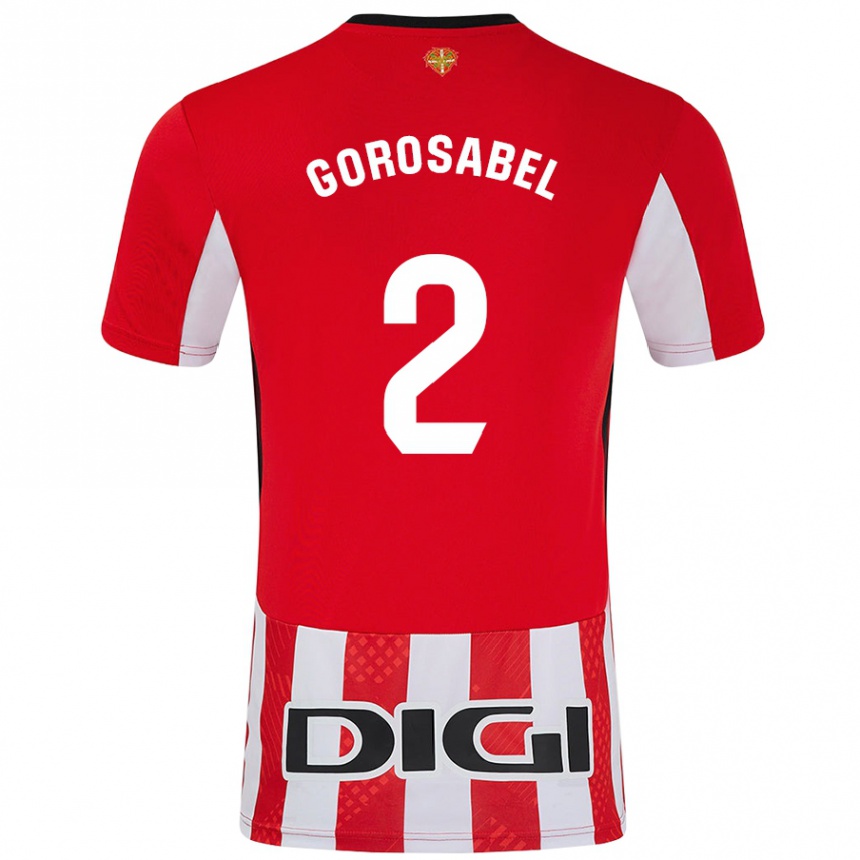 Niño Fútbol Camiseta Andoni Gorosabel #2 Rojo Blanco 1ª Equipación 2024/25 Perú