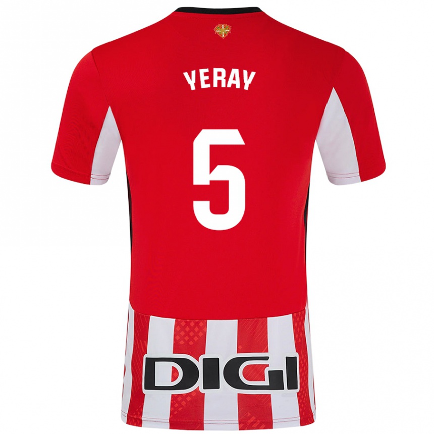 Niño Fútbol Camiseta Yeray Álvarez #5 Rojo Blanco 1ª Equipación 2024/25 Perú