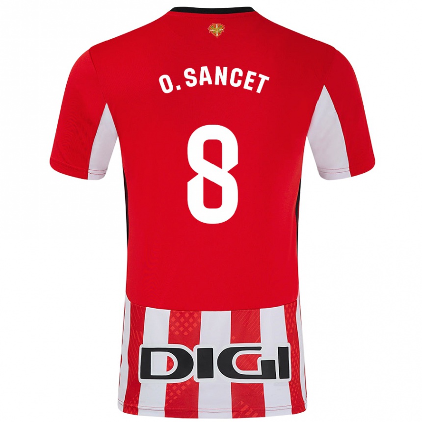 Niño Fútbol Camiseta Oihan Sancet #8 Rojo Blanco 1ª Equipación 2024/25 Perú