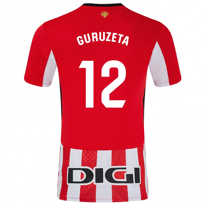 Niño Fútbol Camiseta Gorka Guruzeta #12 Rojo Blanco 1ª Equipación 2024/25 Perú