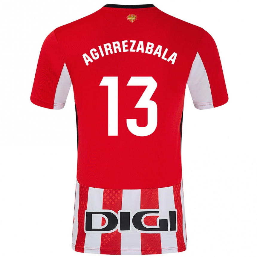 Niño Fútbol Camiseta Julen Agirrezabala #13 Rojo Blanco 1ª Equipación 2024/25 Perú