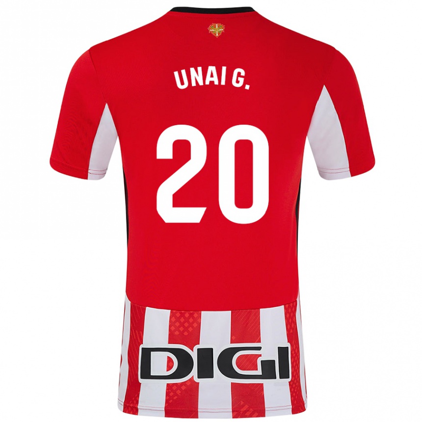 Niño Fútbol Camiseta Unai Gómez #20 Rojo Blanco 1ª Equipación 2024/25 Perú