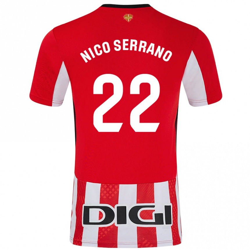 Niño Fútbol Camiseta Nico Serrano #22 Rojo Blanco 1ª Equipación 2024/25 Perú