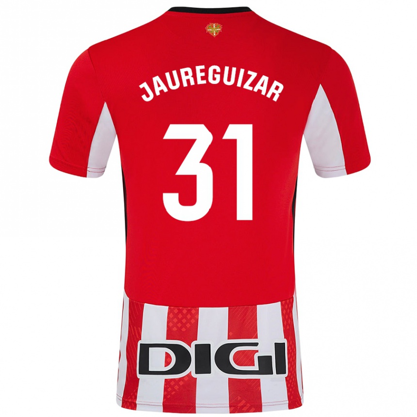 Niño Fútbol Camiseta Mikel Jauregizar #31 Rojo Blanco 1ª Equipación 2024/25 Perú