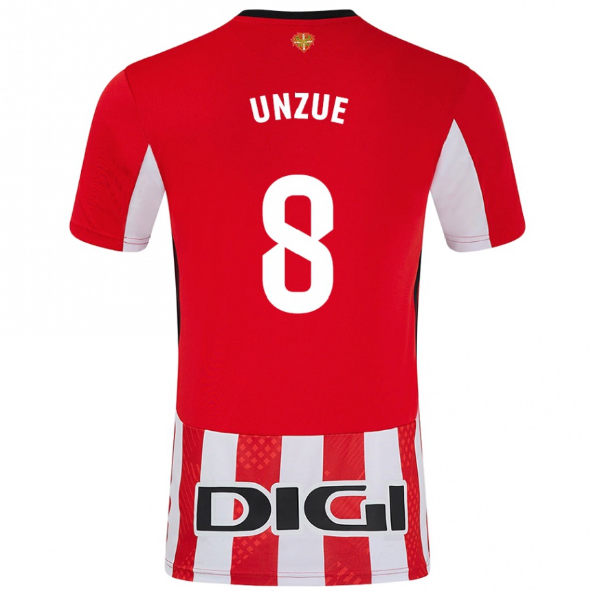 Niño Fútbol Camiseta Marta Unzué #8 Rojo Blanco 1ª Equipación 2024/25 Perú