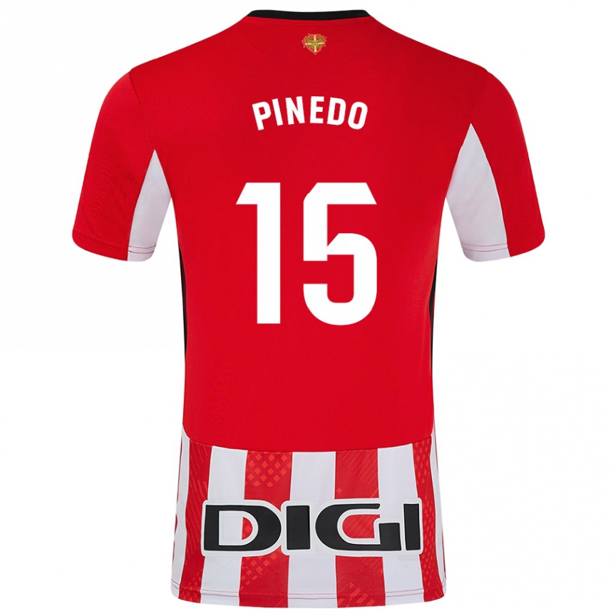 Niño Fútbol Camiseta Clara Pinedo Castresana #15 Rojo Blanco 1ª Equipación 2024/25 Perú