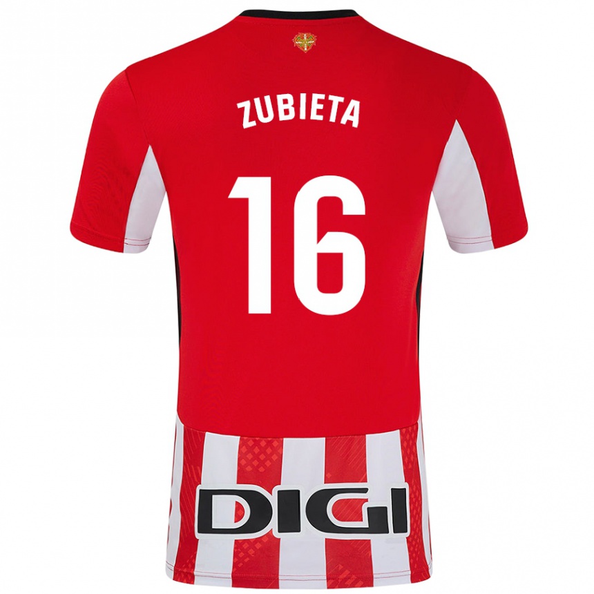 Niño Fútbol Camiseta Maite Zubieta Arambarri #16 Rojo Blanco 1ª Equipación 2024/25 Perú