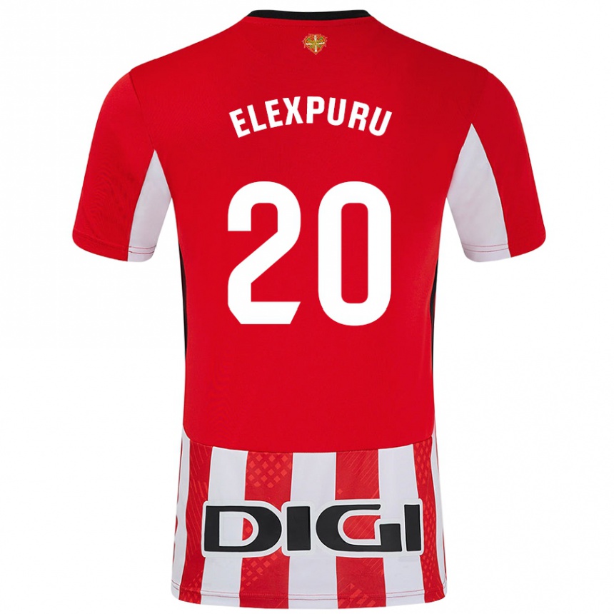 Niño Fútbol Camiseta Ane Elexpuru Añorga #20 Rojo Blanco 1ª Equipación 2024/25 Perú