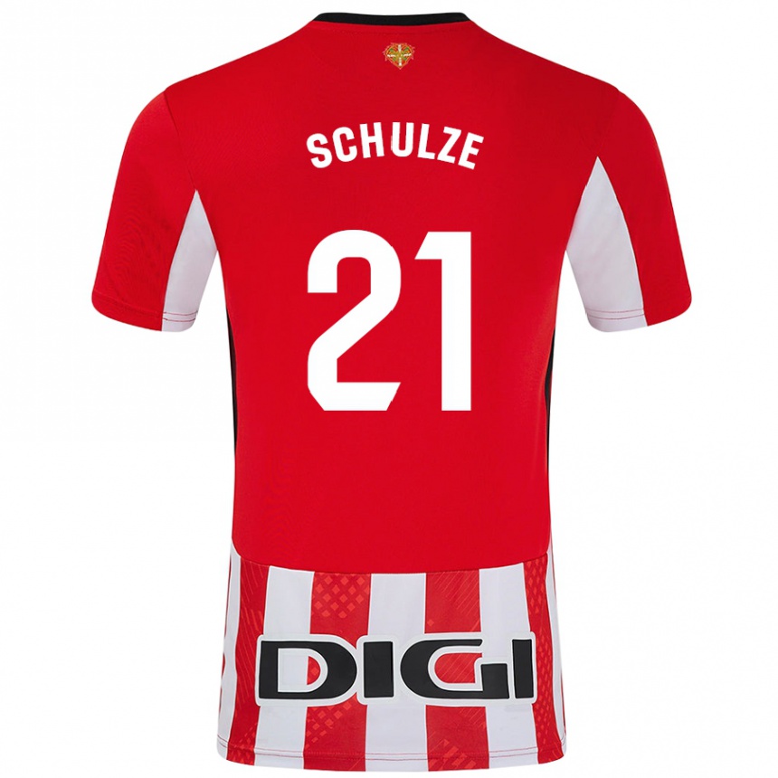 Niño Fútbol Camiseta Bibiane Schulze #21 Rojo Blanco 1ª Equipación 2024/25 Perú