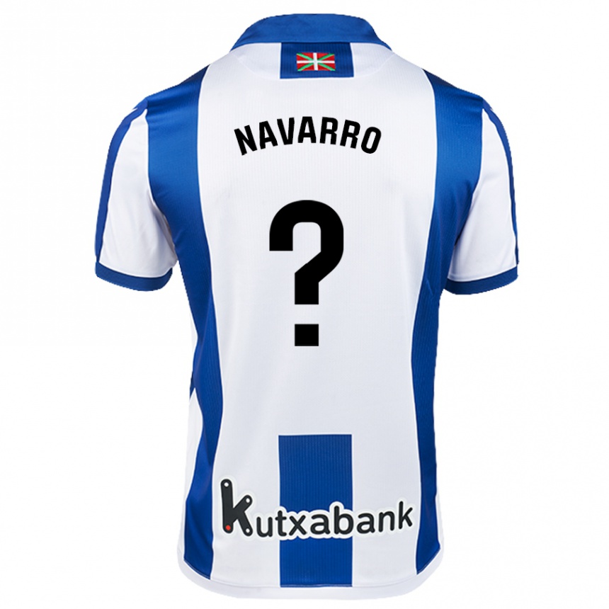 Niño Fútbol Camiseta Robert Navarro #0 Blanco Azul 1ª Equipación 2024/25 Perú