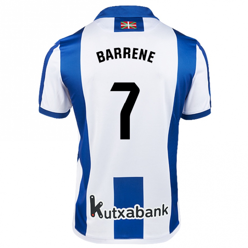 Niño Fútbol Camiseta Ander Barrene #7 Blanco Azul 1ª Equipación 2024/25 Perú