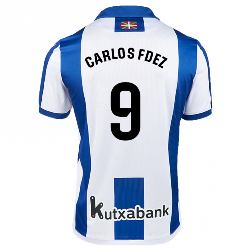 Niño Fútbol Camiseta Carlos Fernández #9 Blanco Azul 1ª Equipación 2024/25 Perú