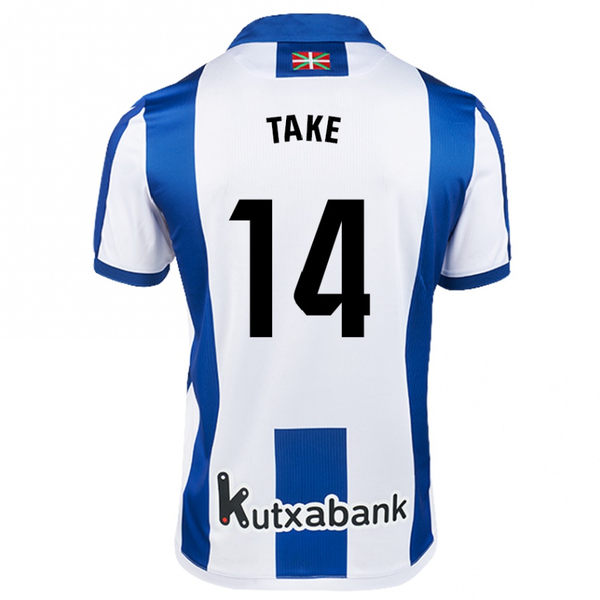 Niño Fútbol Camiseta Takefusa Kubo #14 Blanco Azul 1ª Equipación 2024/25 Perú