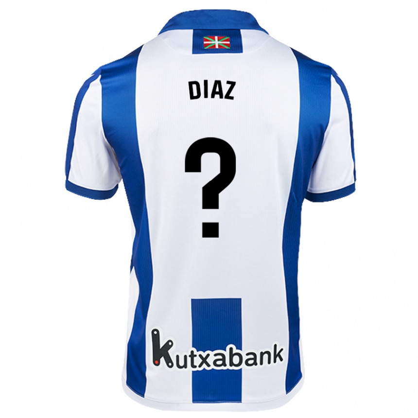 Niño Fútbol Camiseta Dani Díaz #0 Blanco Azul 1ª Equipación 2024/25 Perú