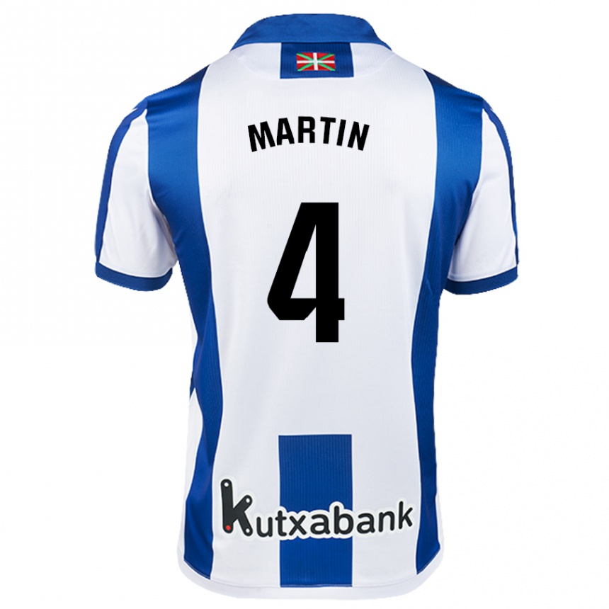 Niño Fútbol Camiseta Jon Martín #4 Blanco Azul 1ª Equipación 2024/25 Perú