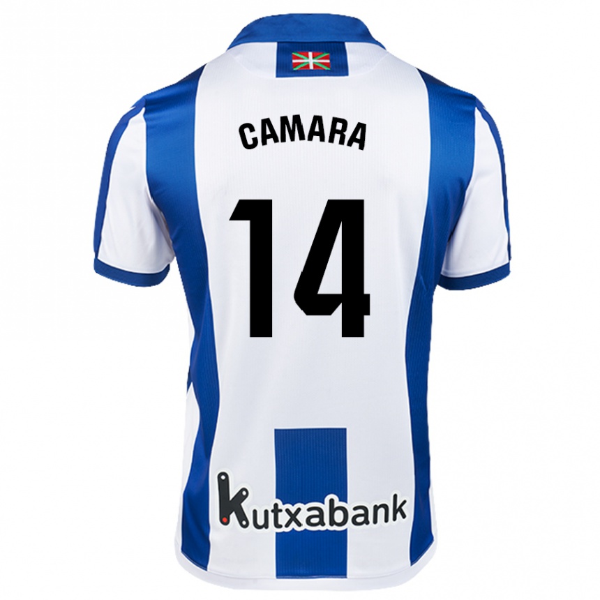 Niño Fútbol Camiseta Ibra Cámara #14 Blanco Azul 1ª Equipación 2024/25 Perú