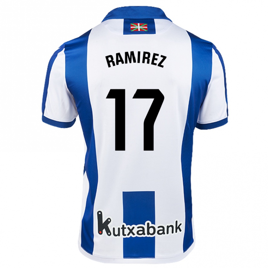 Niño Fútbol Camiseta Darío Ramirez #17 Blanco Azul 1ª Equipación 2024/25 Perú