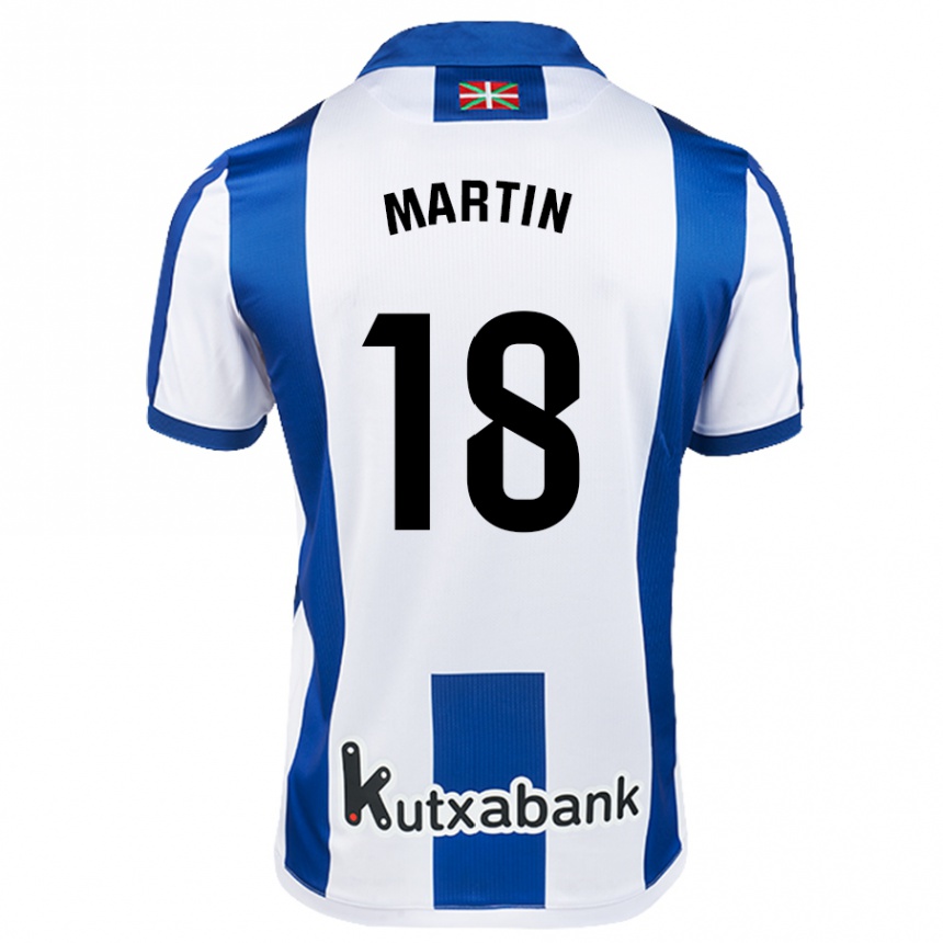 Niño Fútbol Camiseta Hugo Martín #18 Blanco Azul 1ª Equipación 2024/25 Perú