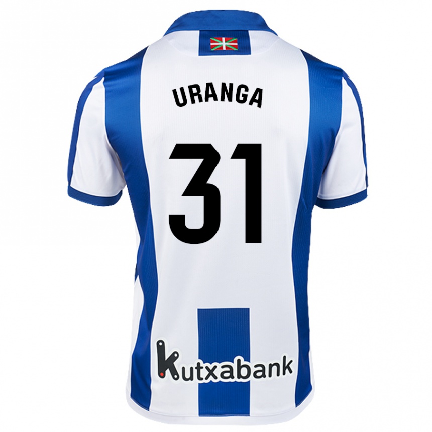 Niño Fútbol Camiseta Haizea Uranga Agirre #31 Blanco Azul 1ª Equipación 2024/25 Perú