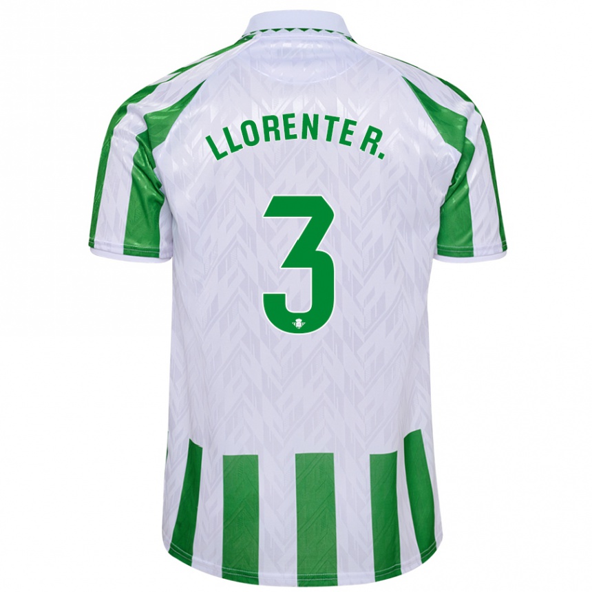 Niño Fútbol Camiseta Diego Llorente #3 Verde Rayas Blancas 1ª Equipación 2024/25 Perú